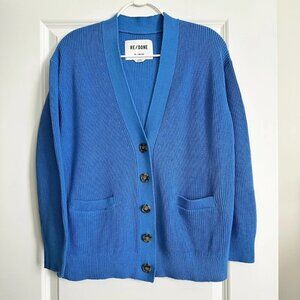 RE/DONE 90s Oversized Chunky Button Front Cardigan in French Blue Size S